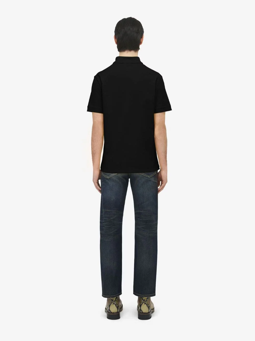 Black Logo Embroidered Cotton Polo - Image 3