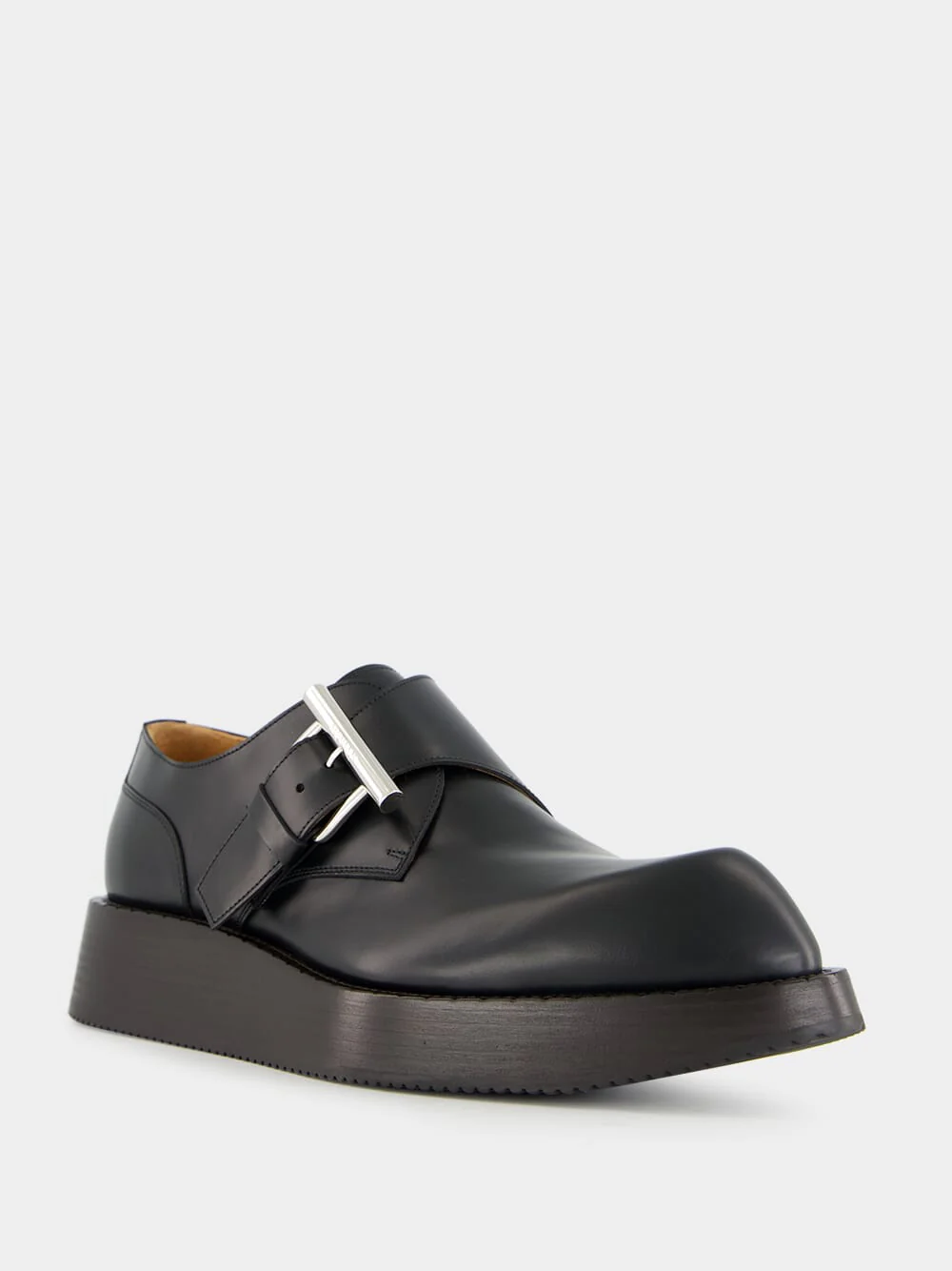 Black T-Bar Creeper Leather Shoes - Image 3