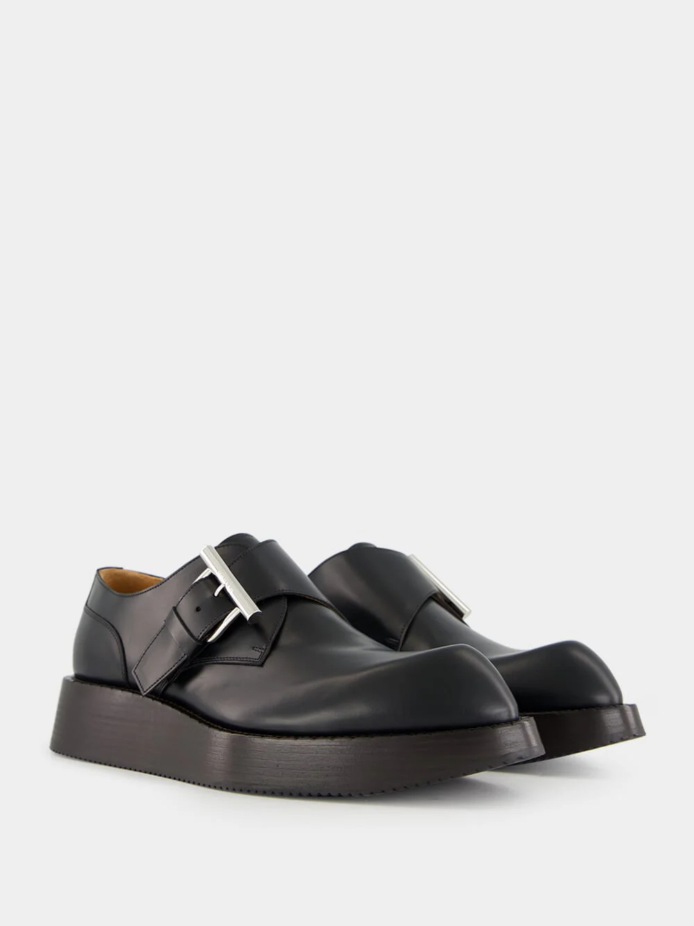 Black T-Bar Creeper Leather Shoes - Image 4