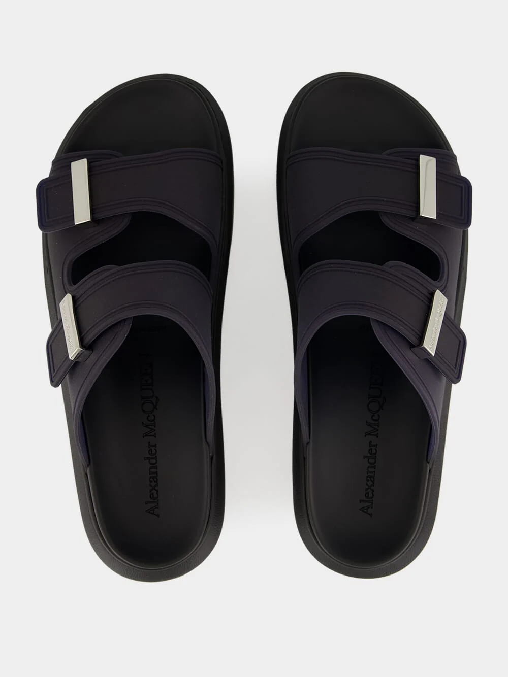 Blue and Black Hybrid Rubber Slides - Image 4