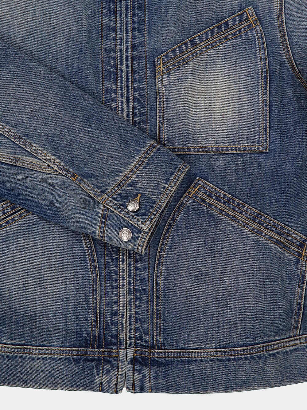 Blue Suede Collar Denim Jacket - Image 6