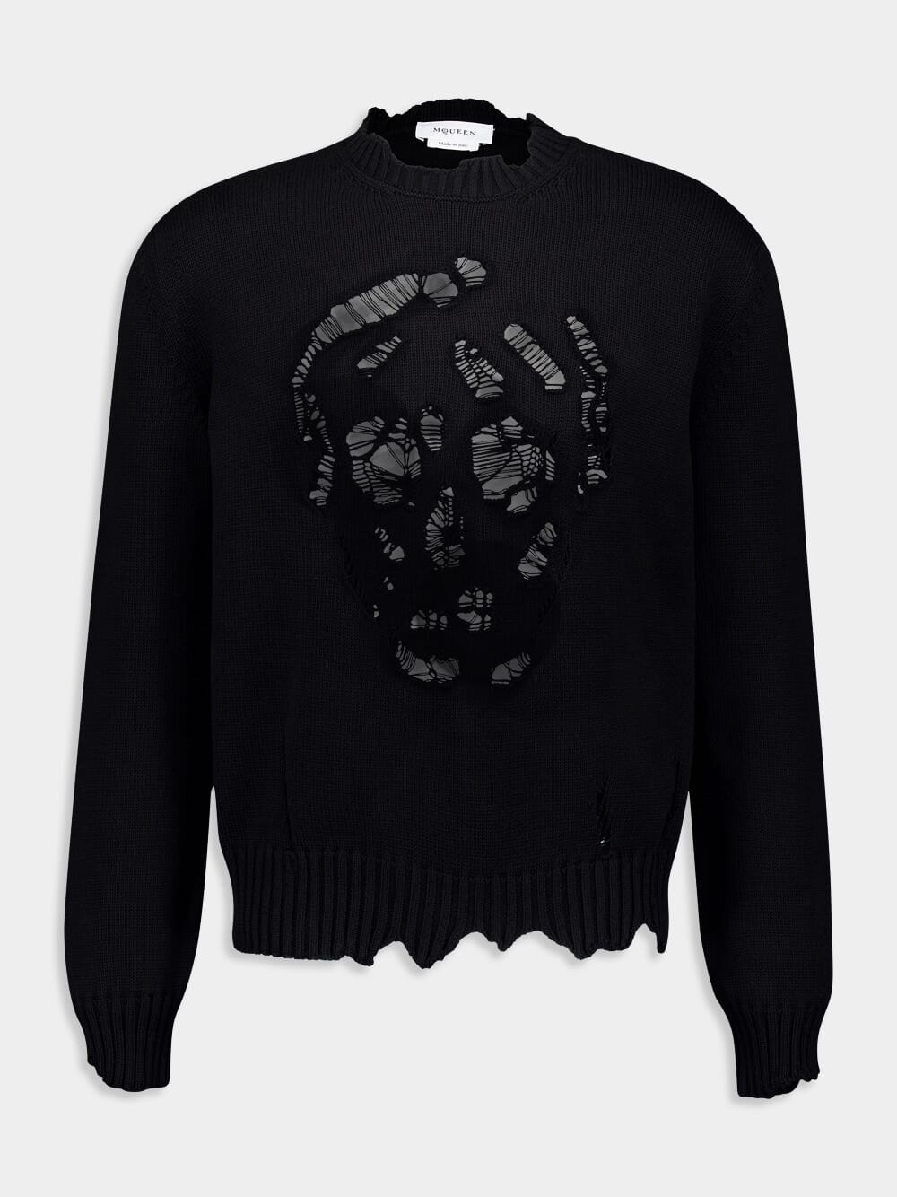 Black Distressed Skull Crew Neck Jumper - Image 2