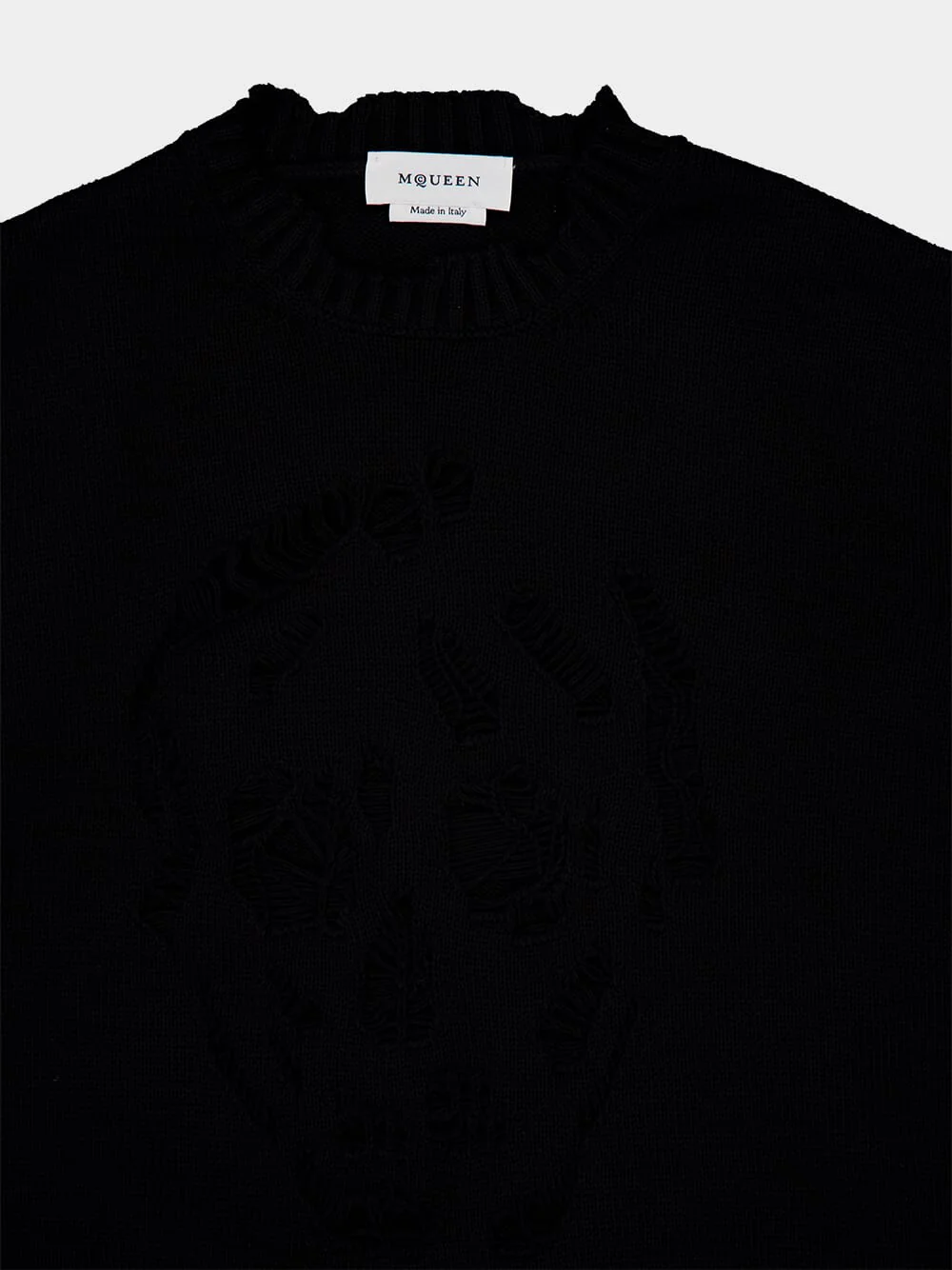 Black Distressed Skull Crew Neck Jumper - Image 5