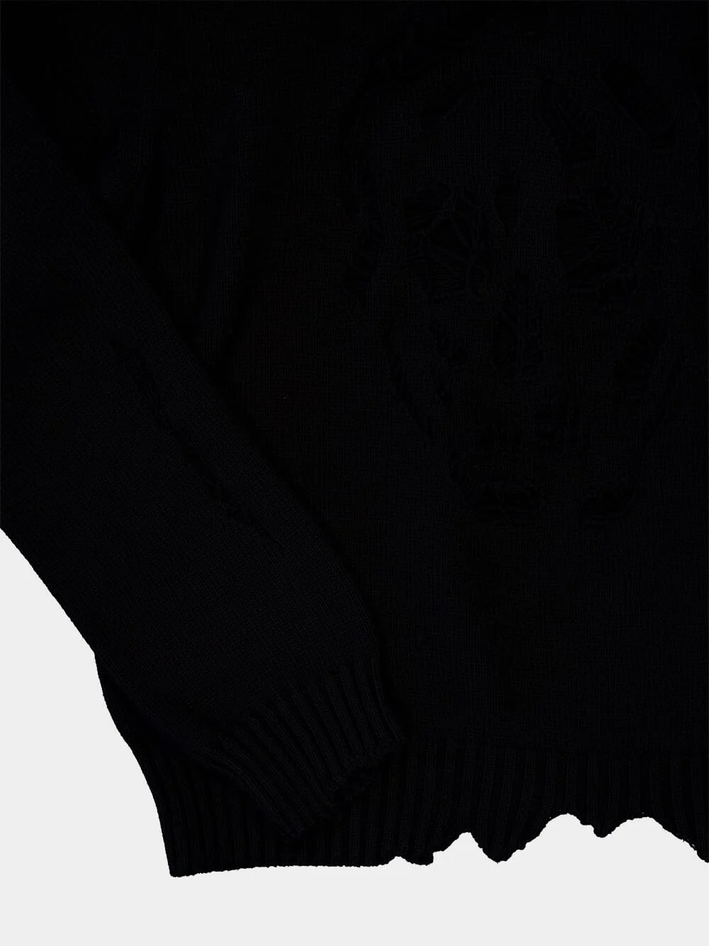 Black Distressed Skull Crew Neck Jumper - Image 6