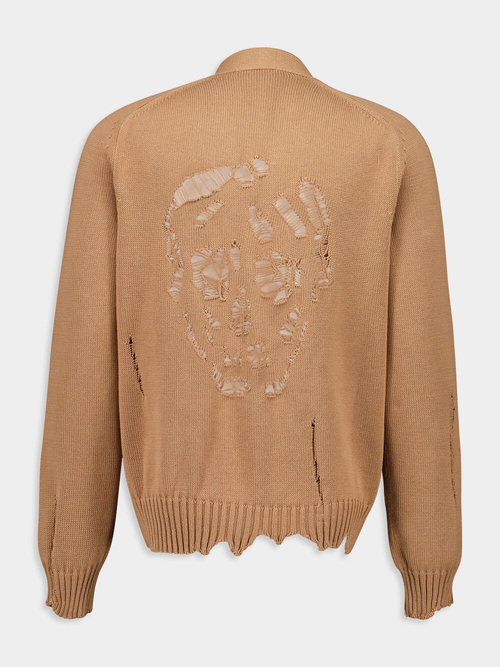 Distressed Skull Knitted Cardigan - Image 3