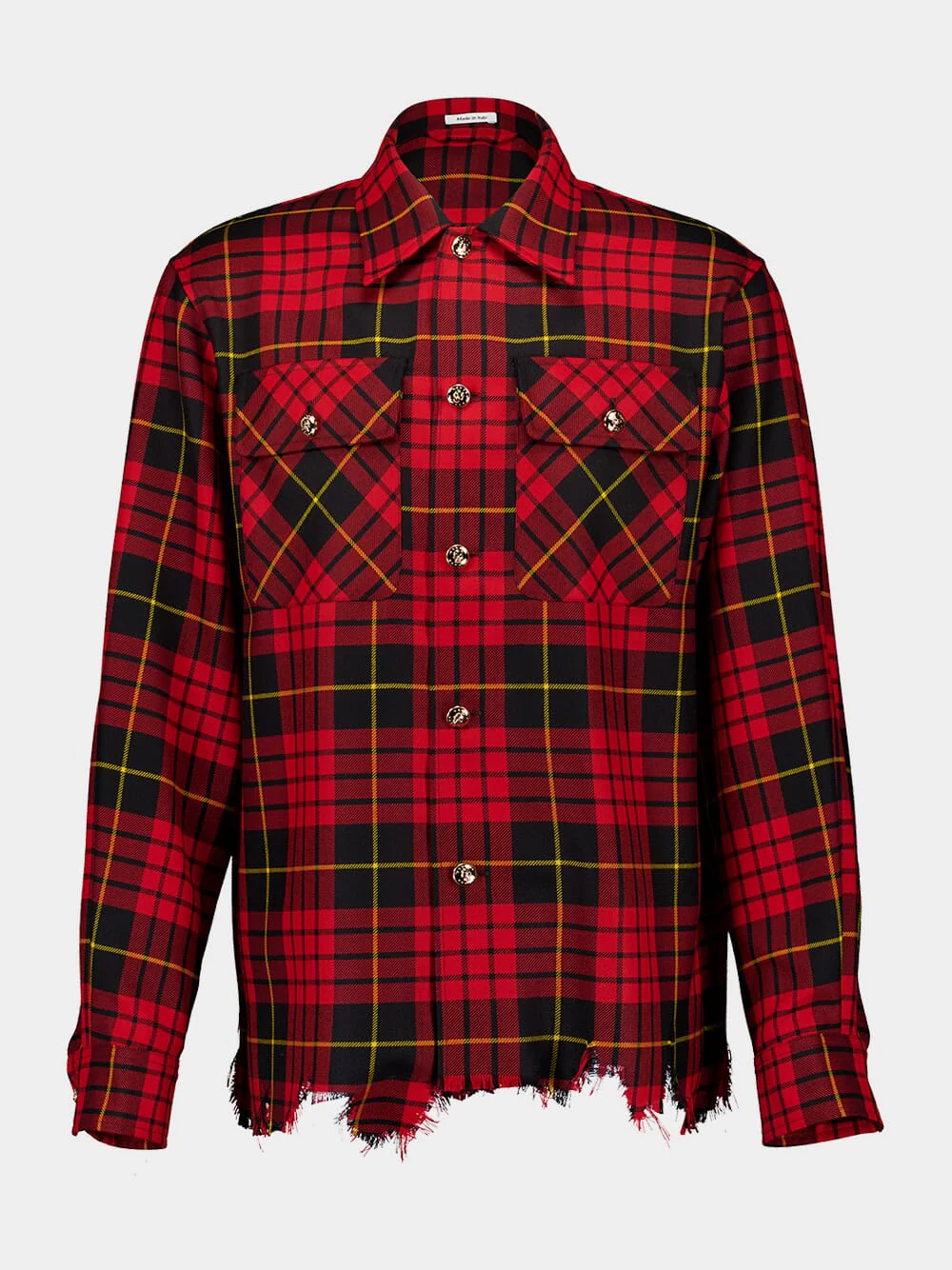 Red Distressed Tartan Overshirt - Image 2