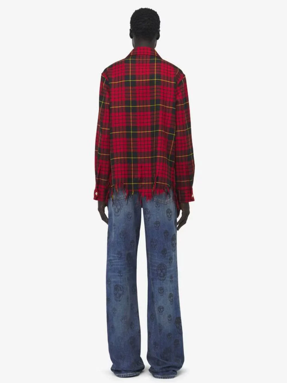 Red Distressed Tartan Overshirt - Image 3