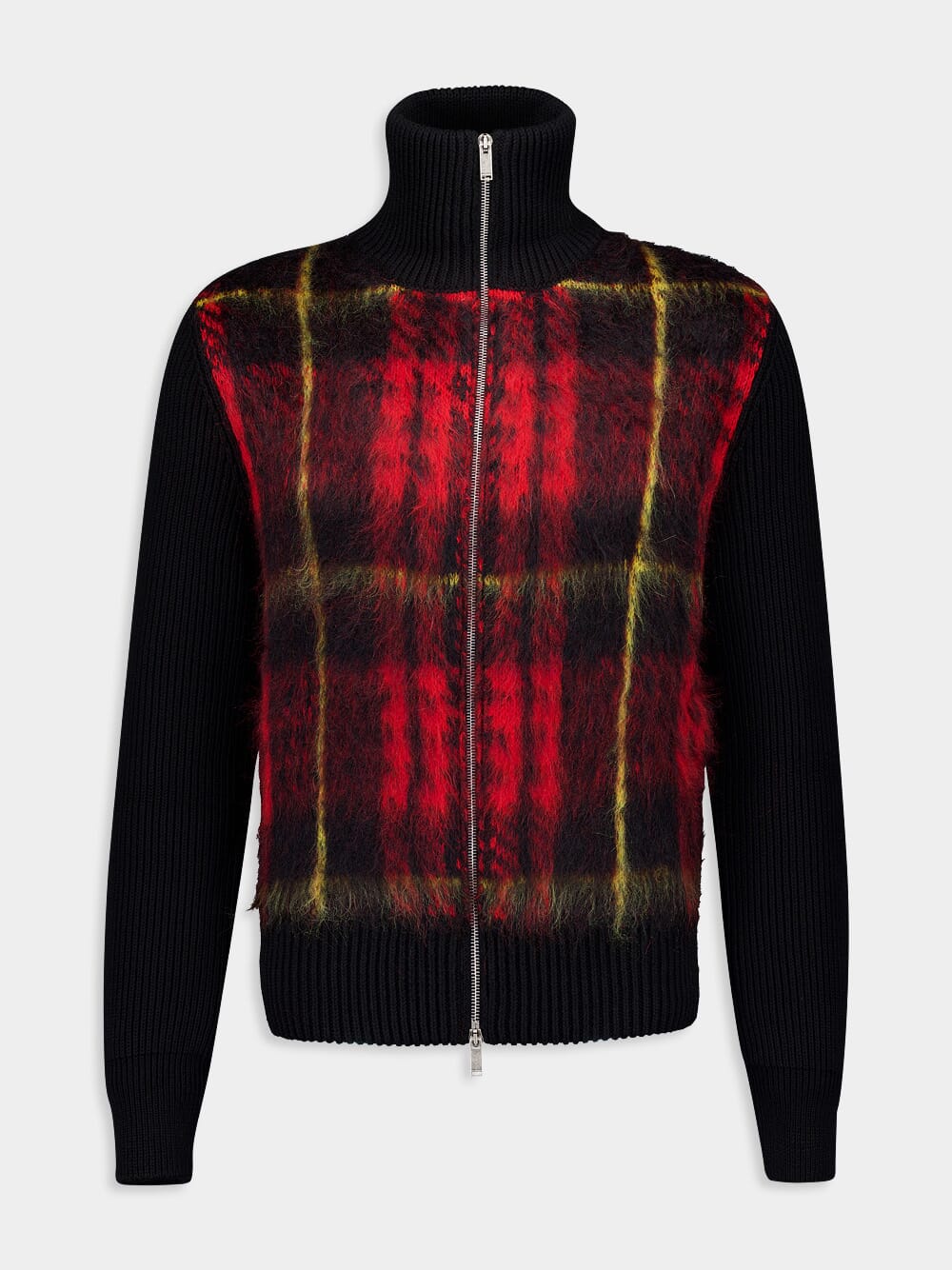 Tartan Zipped Knitted Cardigan - Image 2