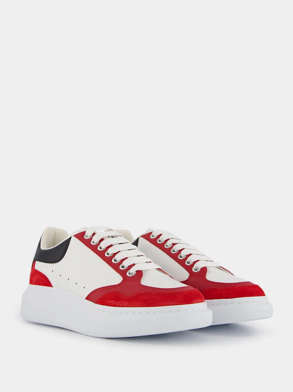 Colour-Block Panelled Leather Sneakers - Image 3