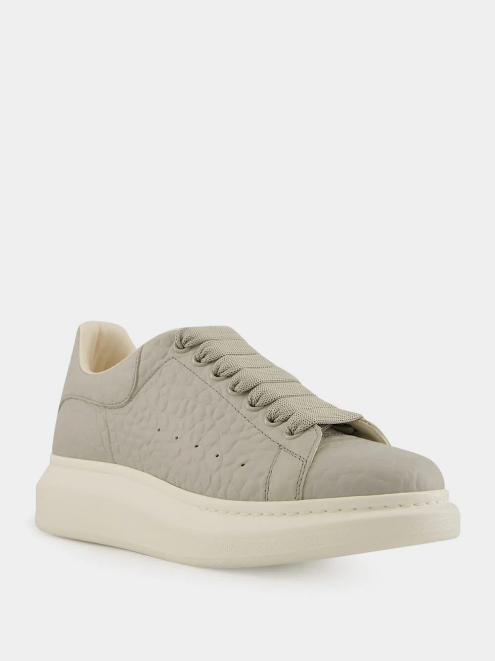 Cool Grey Grain Leather Low-Top Sneakers - Image 2