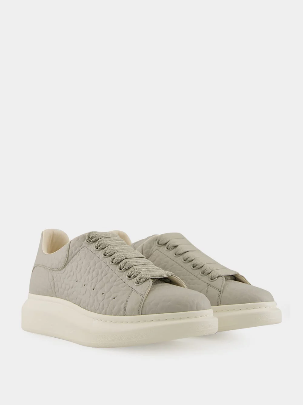 Cool Grey Grain Leather Low-Top Sneakers - Image 3