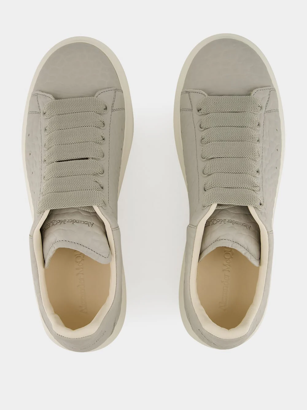 Cool Grey Grain Leather Low-Top Sneakers - Image 4
