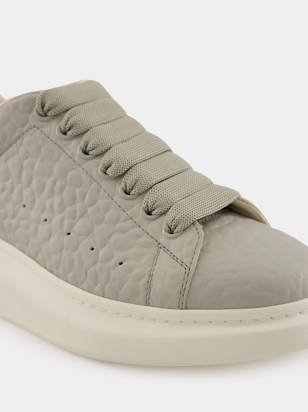 Cool Grey Grain Leather Low-Top Sneakers - Image 7
