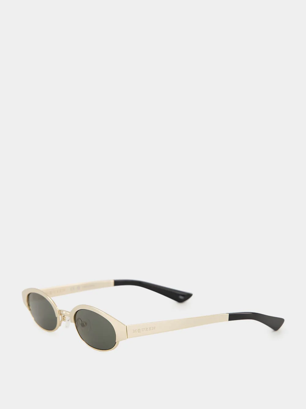 Gold Ellipse Metal Round Sunglasses - Image 4
