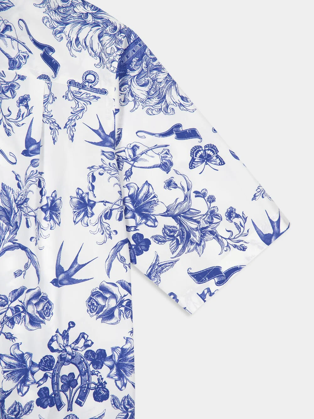 Ivory and Navy Sailor Tattoo Print Shirt - Image 4