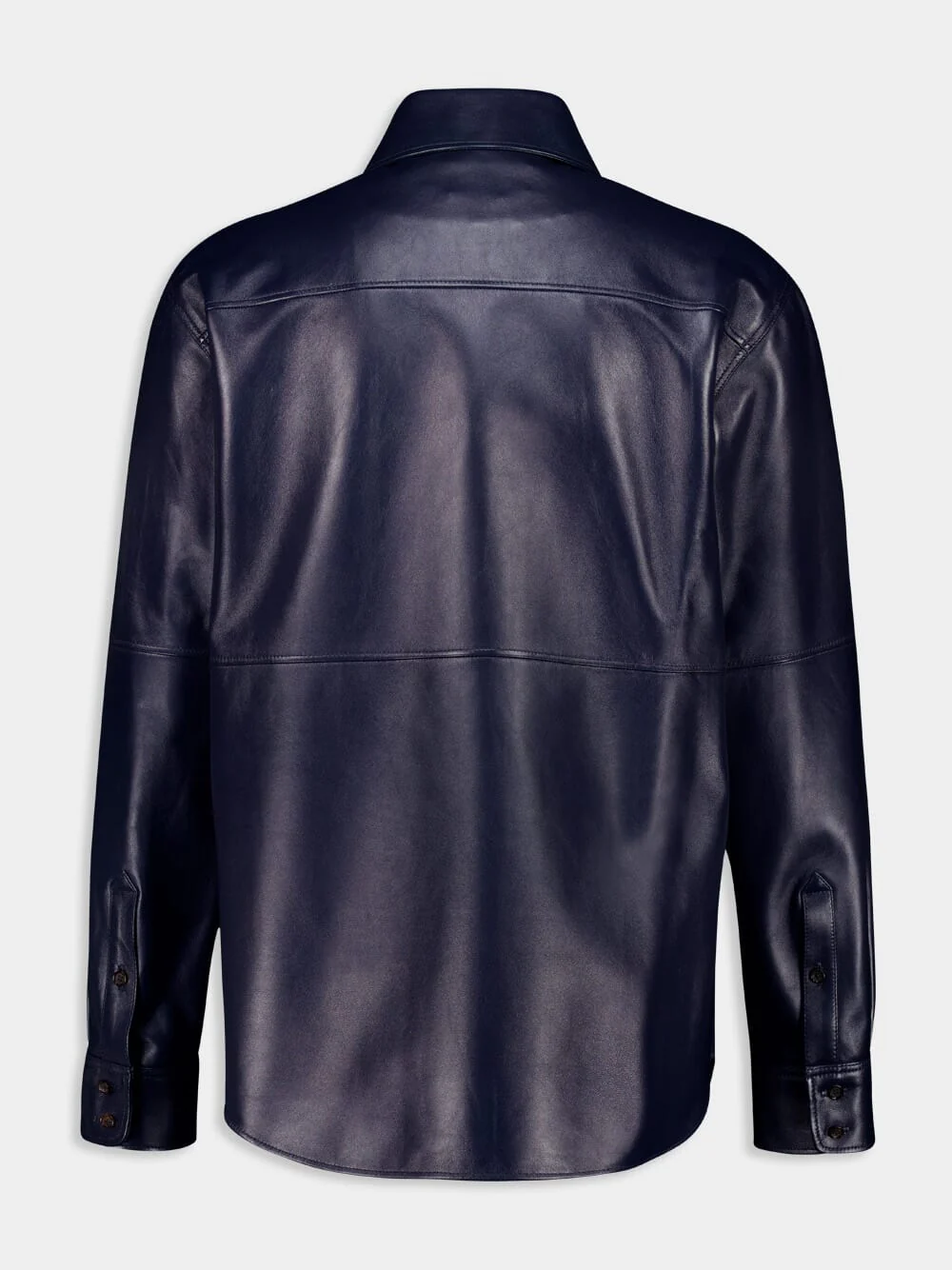 Navy Smooth Leather Long-Sleeve Shirt - Image 2
