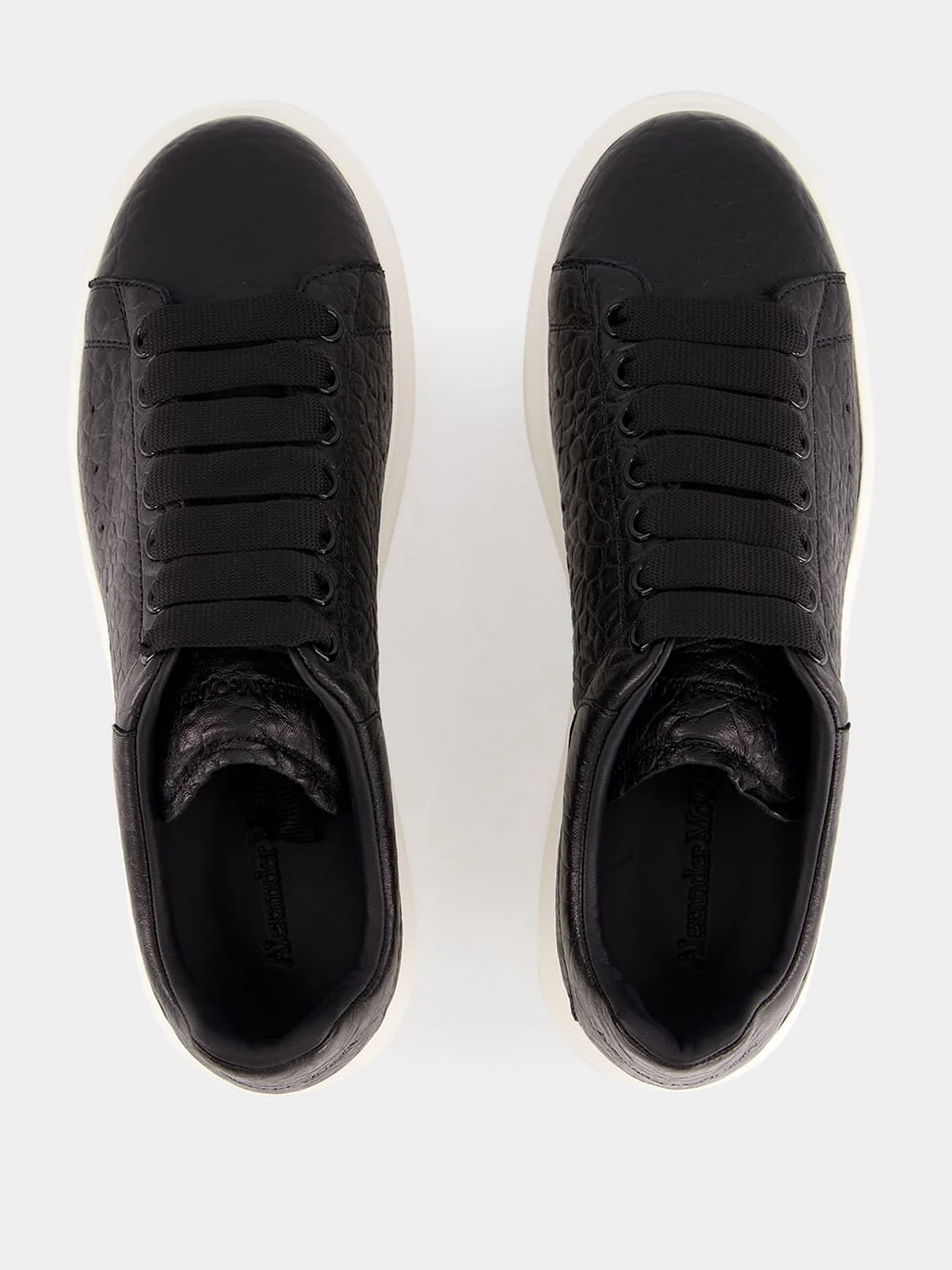 Black Grainy Leather Oversized Sneakers - Image 4