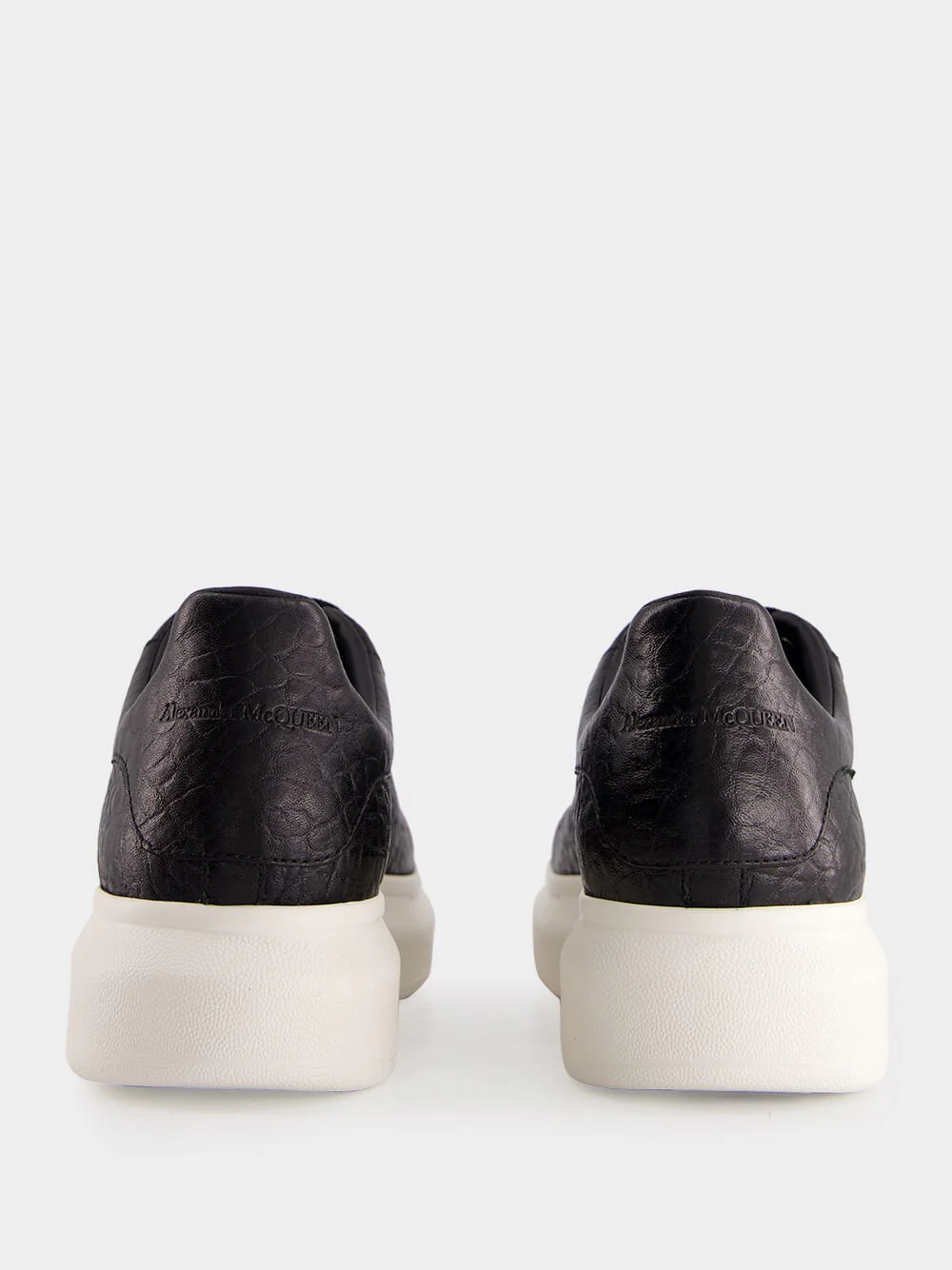 Black Grainy Leather Oversized Sneakers - Image 5