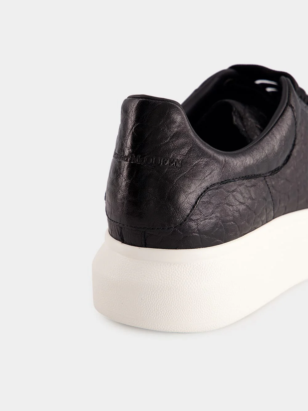 Black Grainy Leather Oversized Sneakers - Image 6