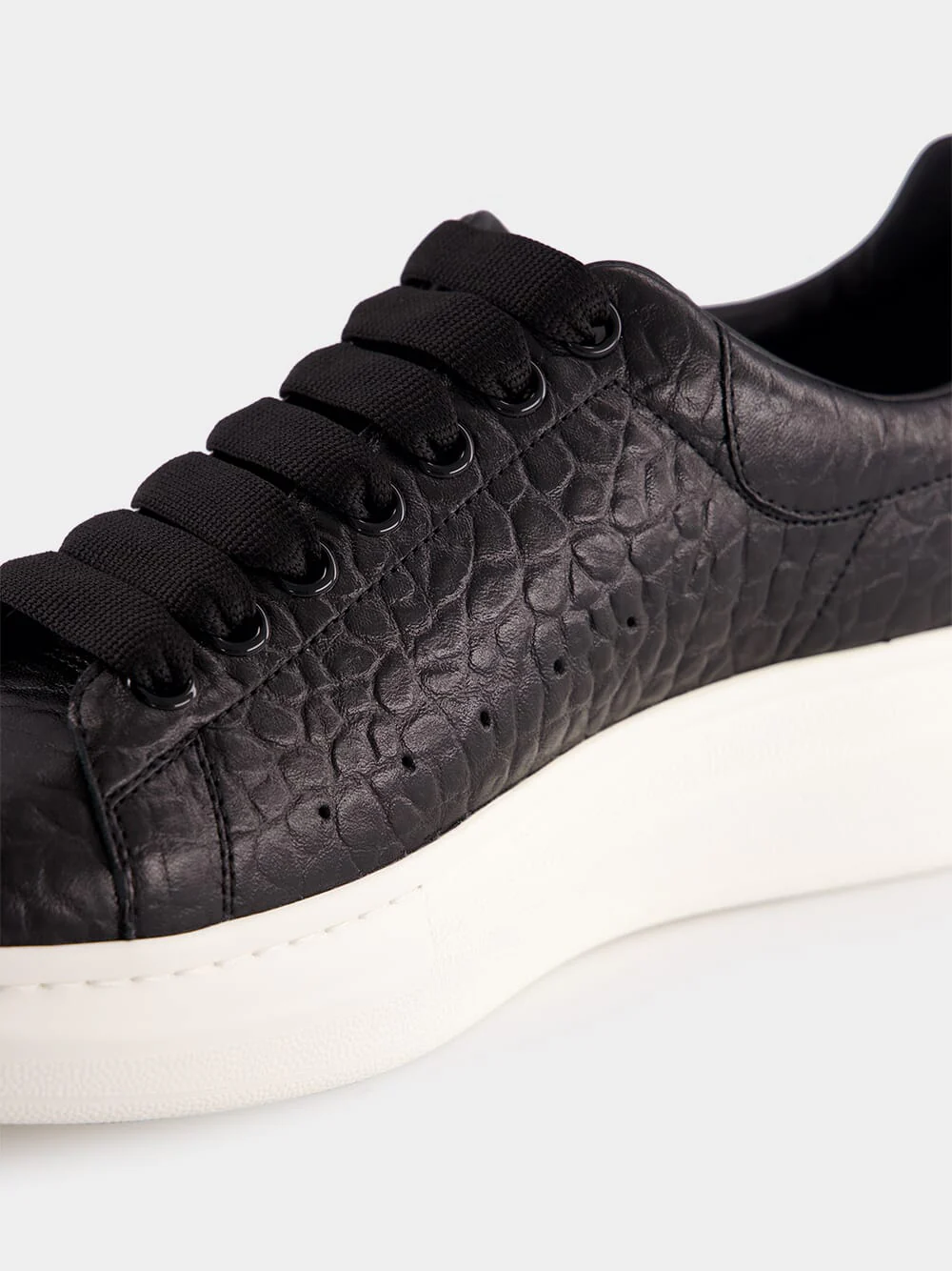 Black Grainy Leather Oversized Sneakers - Image 7