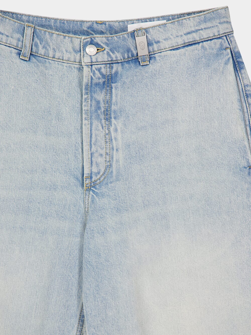 Washed Blue Stonewashed Denim Shorts - Image 5