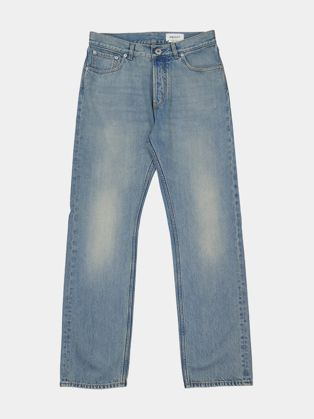 Washed Blue Straight-Leg Denim Jeans - Image 7