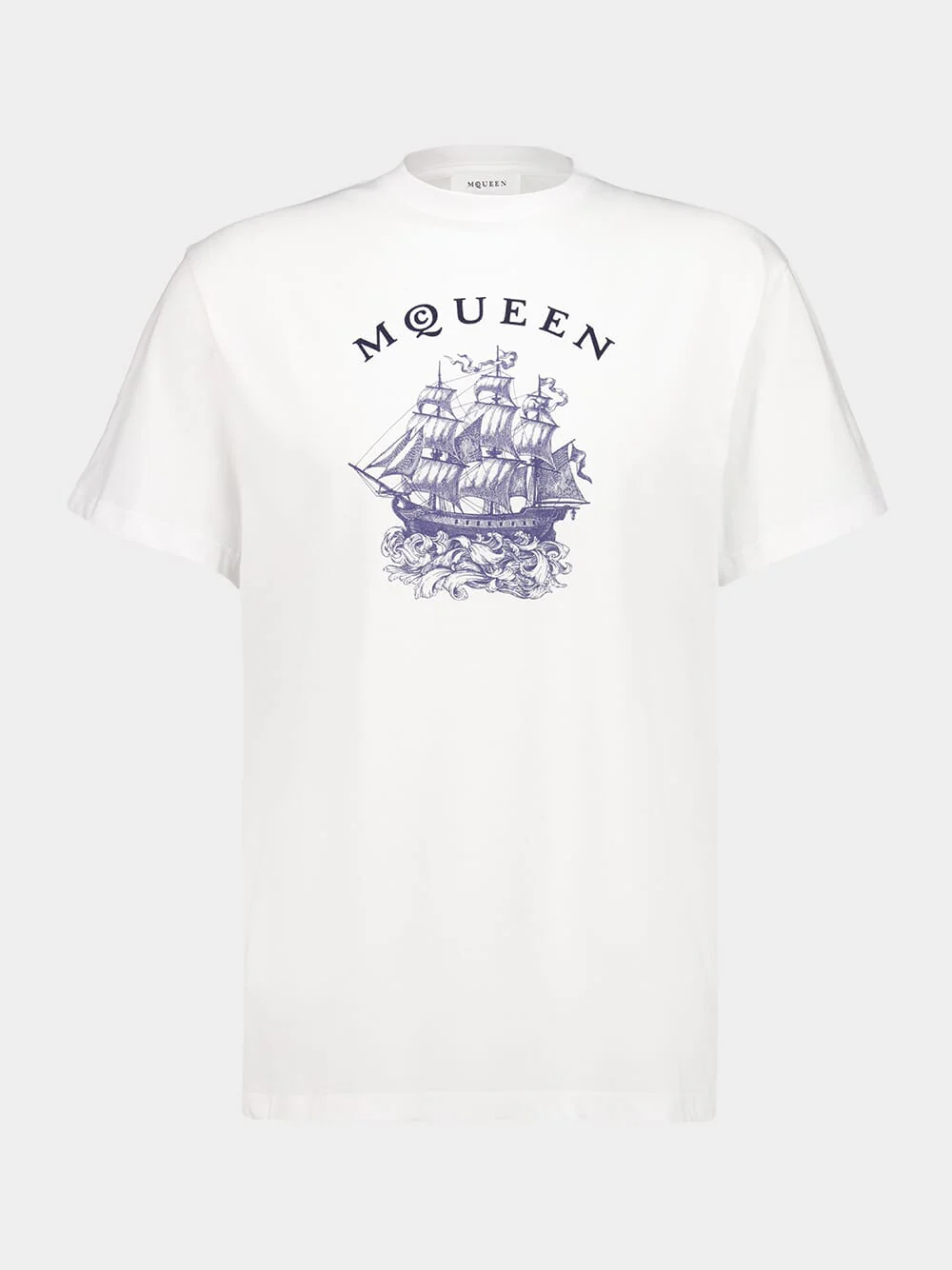 White Ship Tattoo Print T-Shirt
