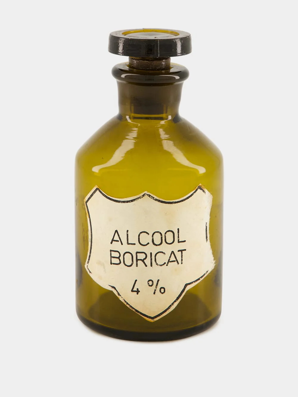 Amber Apothecary Bottle with Alcool Boricat Label
