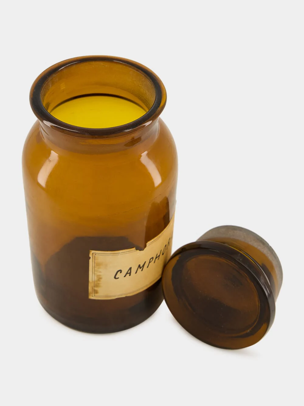 Amber Apothecary Bottle with Camphora Label - Image 2