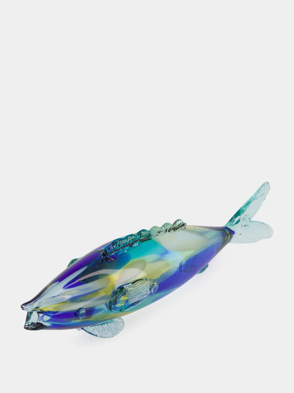 Blue and Green Glass Fish Sculpture - Image 2