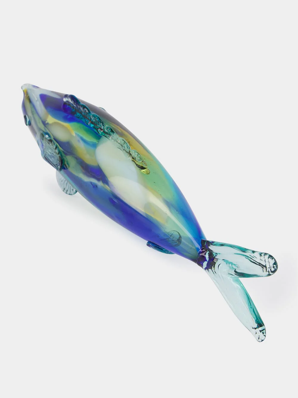 Blue and Green Glass Fish Sculpture - Image 3