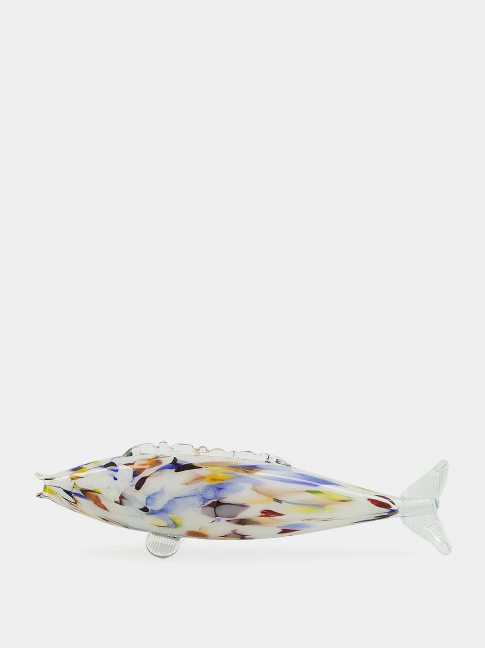 Blue and White Glass Fish Sculpture