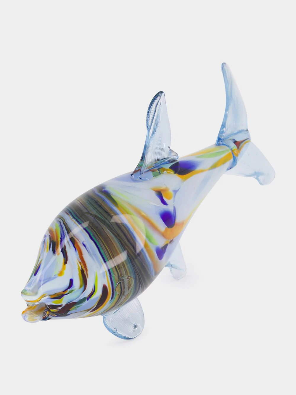 Blue and Yellow Glass Fish Sculpture - Image 2