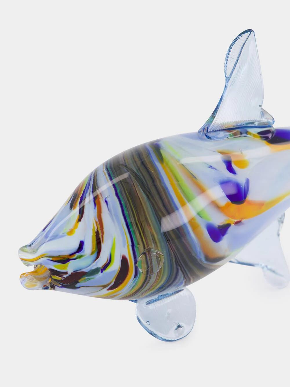 Blue and Yellow Glass Fish Sculpture - Image 3