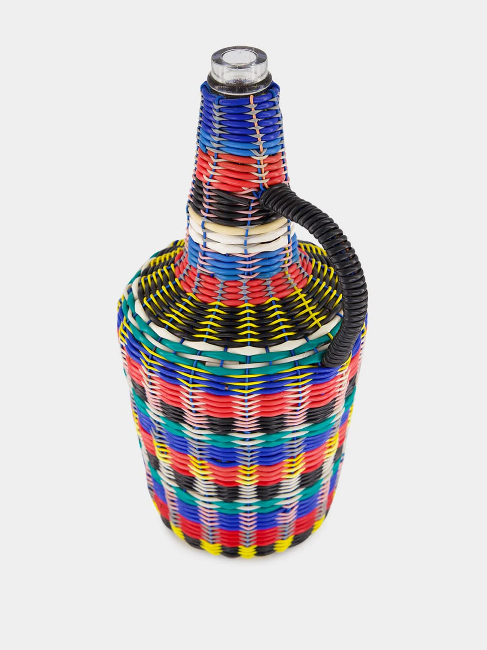 Blue and Yellow Woven Glass Flask - Image 2