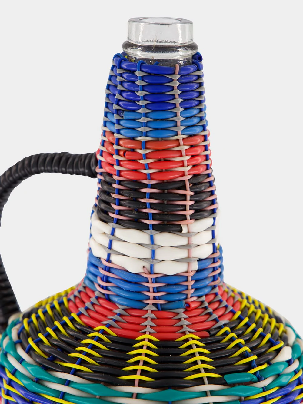 Blue and Yellow Woven Glass Flask - Image 3