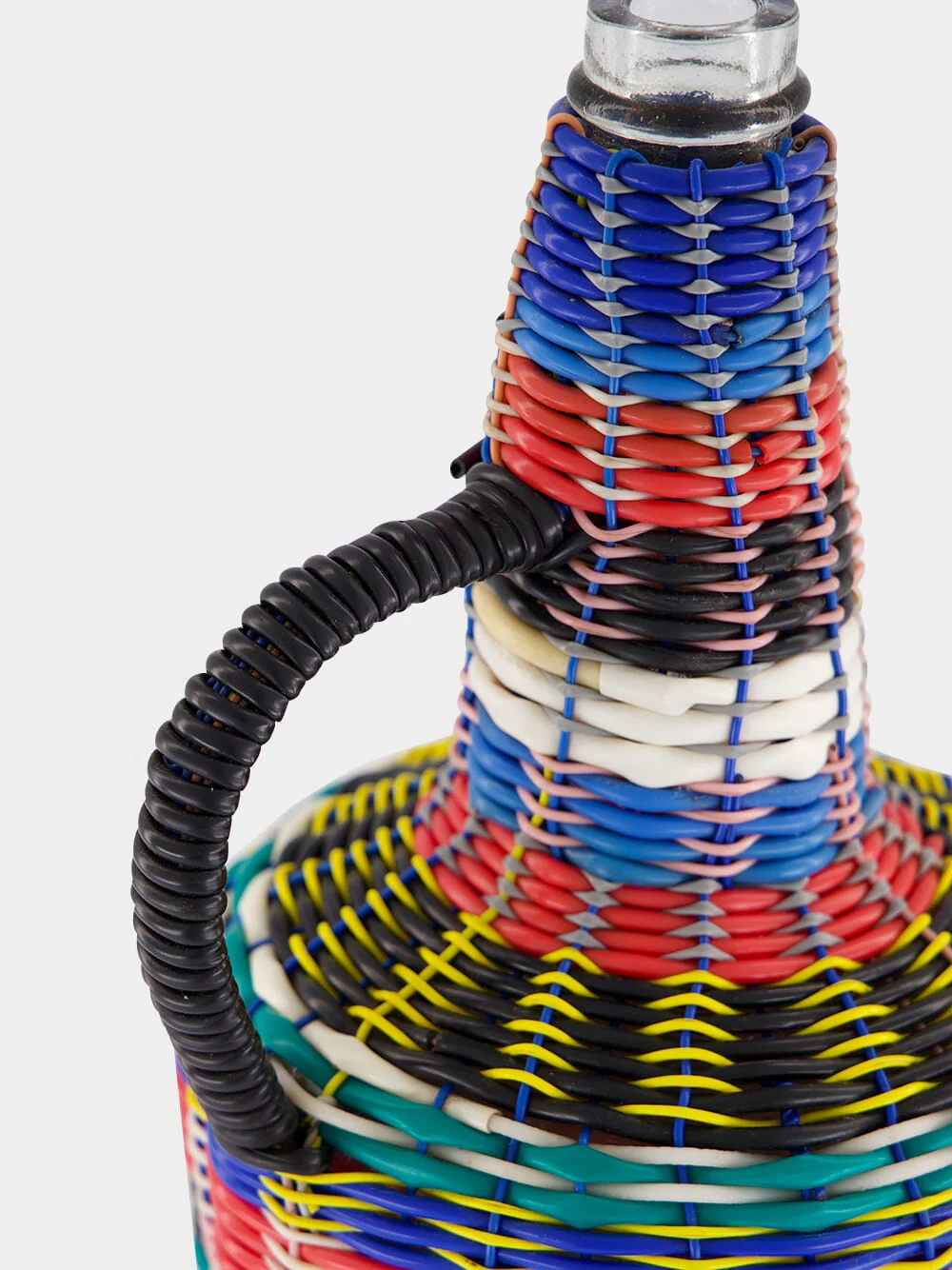 Blue and Yellow Woven Glass Flask - Image 4