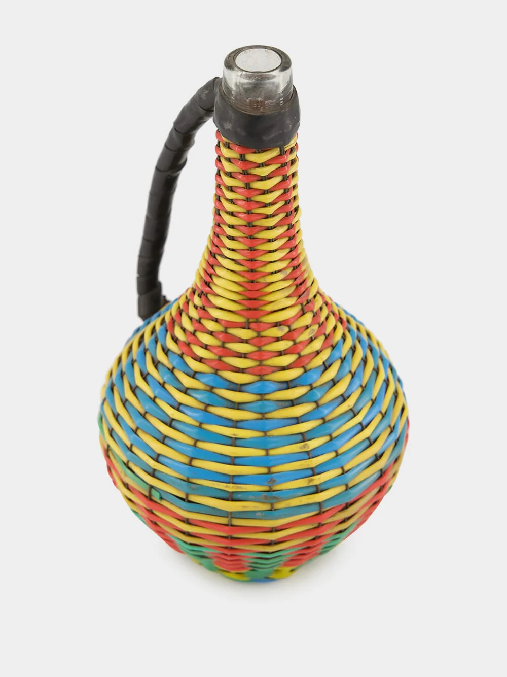 Blue, Red and Yellow Woven Glass Flask - Image 2
