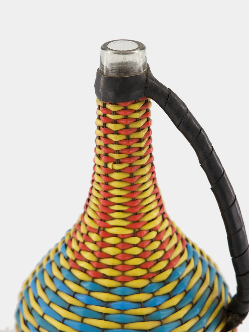 Blue, Red and Yellow Woven Glass Flask - Image 4