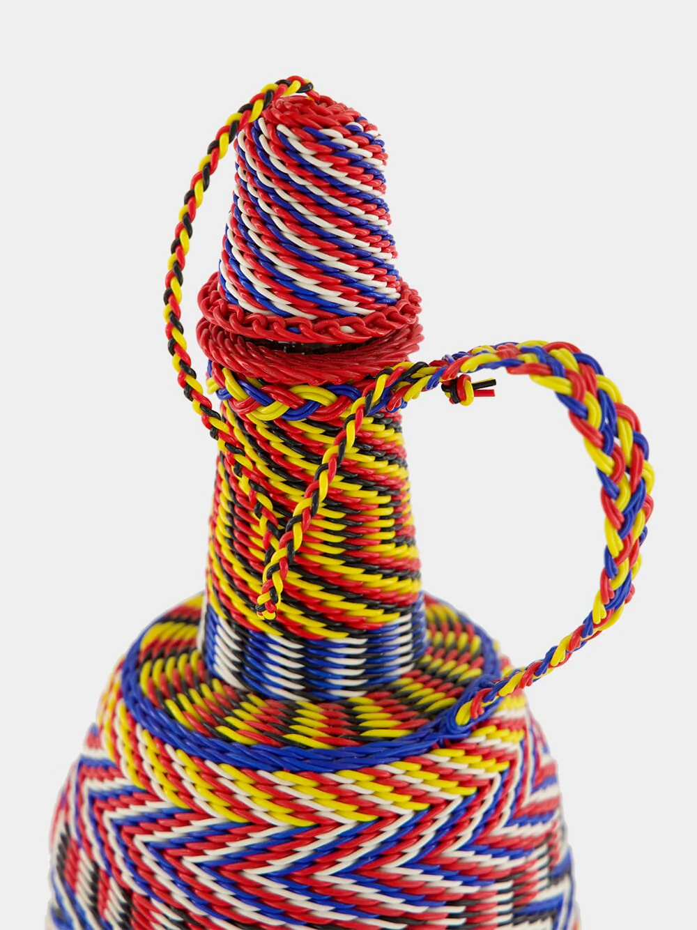 Blue, Yellow and Red Woven Glass Flask - Image 4