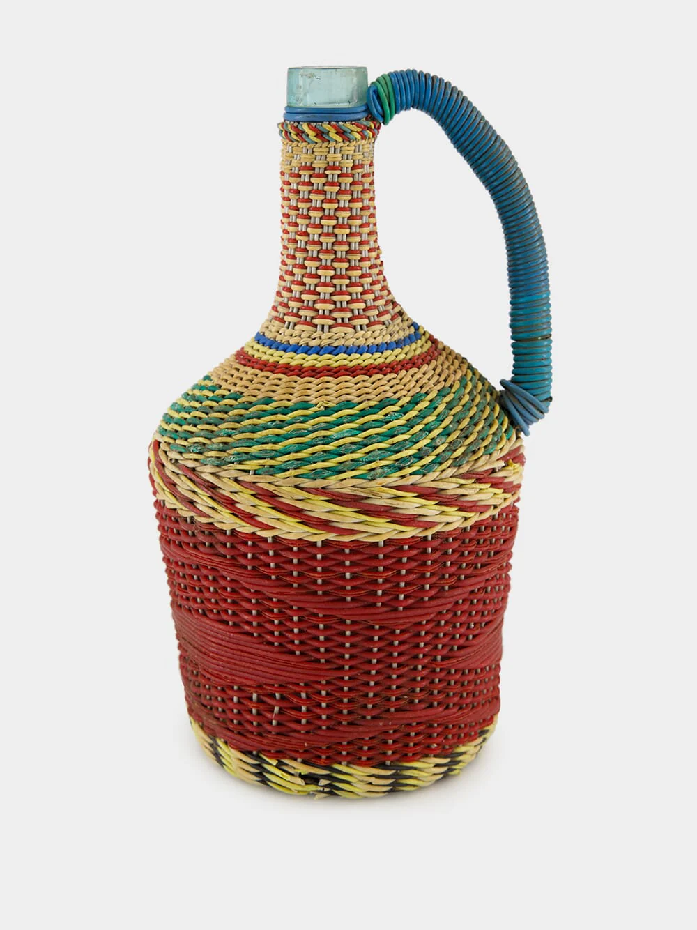 Brown and Blue Woven Glass Flask