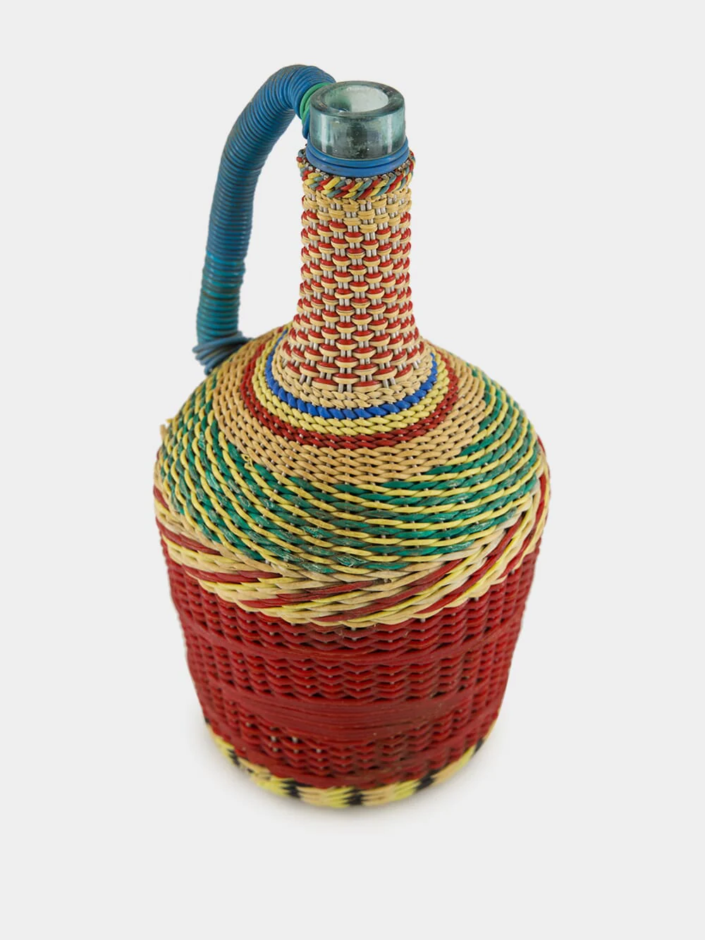 Brown and Blue Woven Glass Flask - Image 2