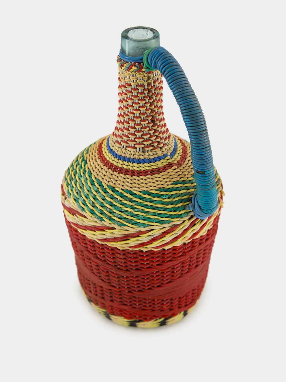 Brown and Blue Woven Glass Flask - Image 3