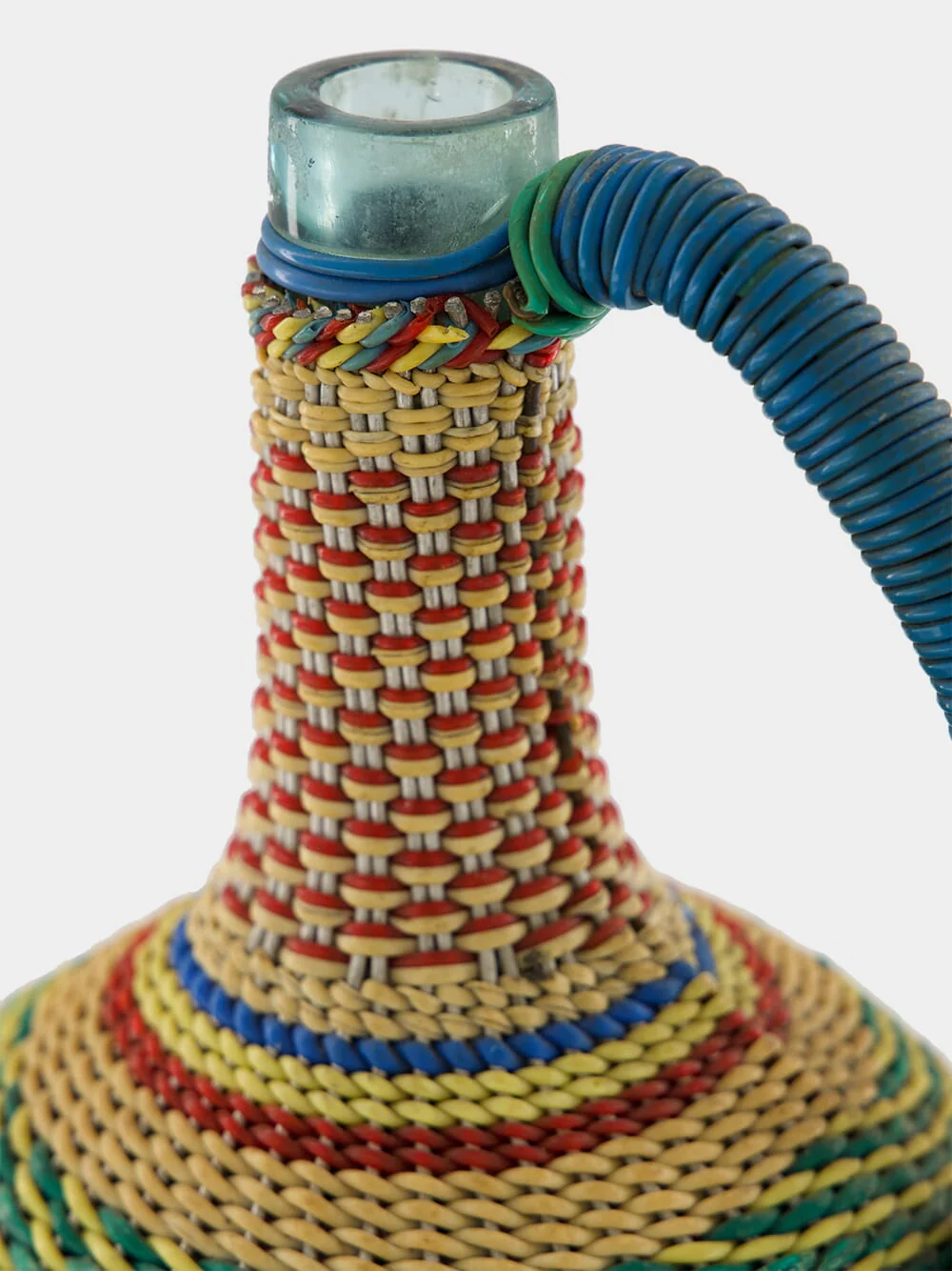 Brown and Blue Woven Glass Flask - Image 4