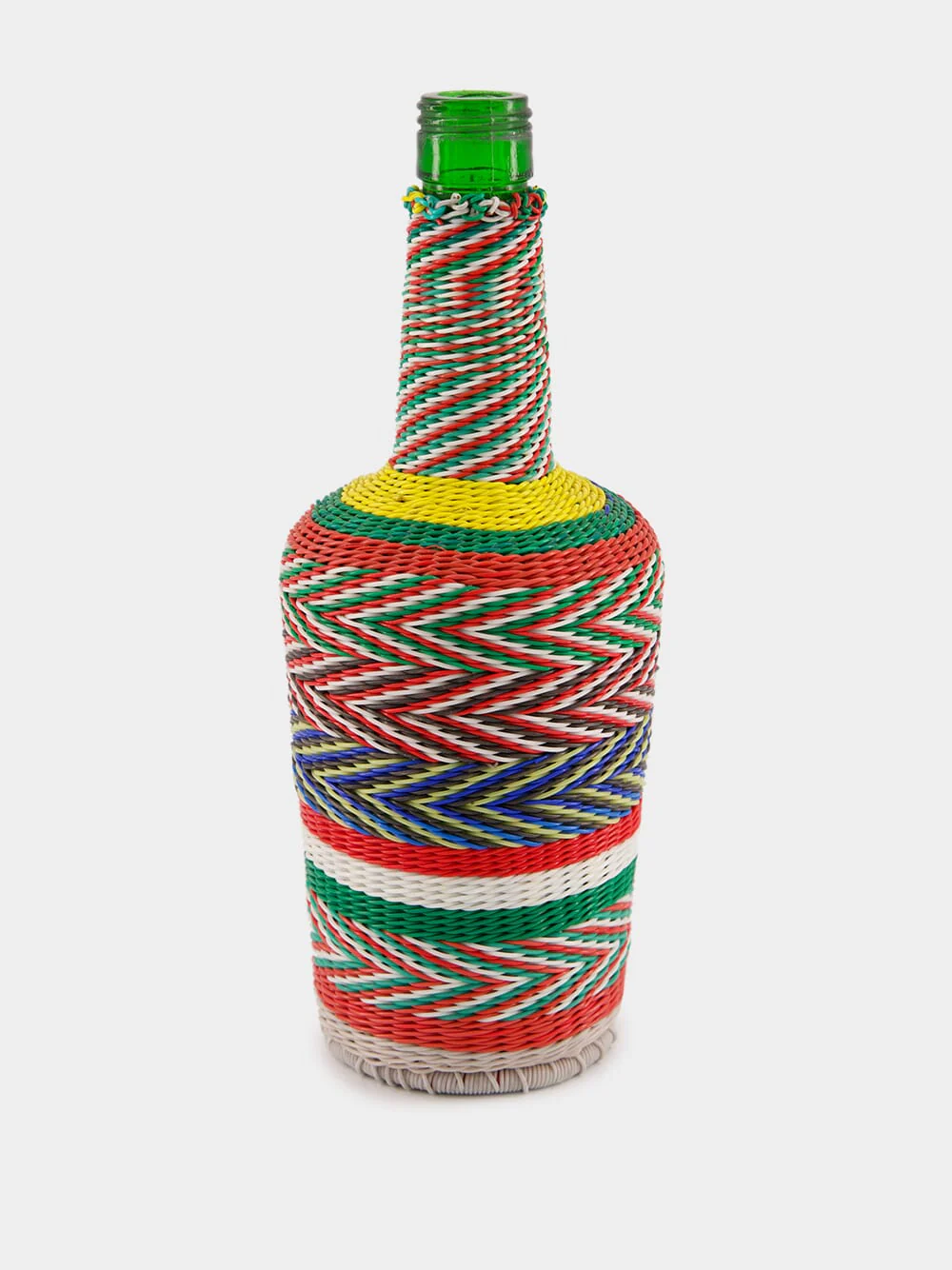 Chevron Pattern Woven Glass Flask