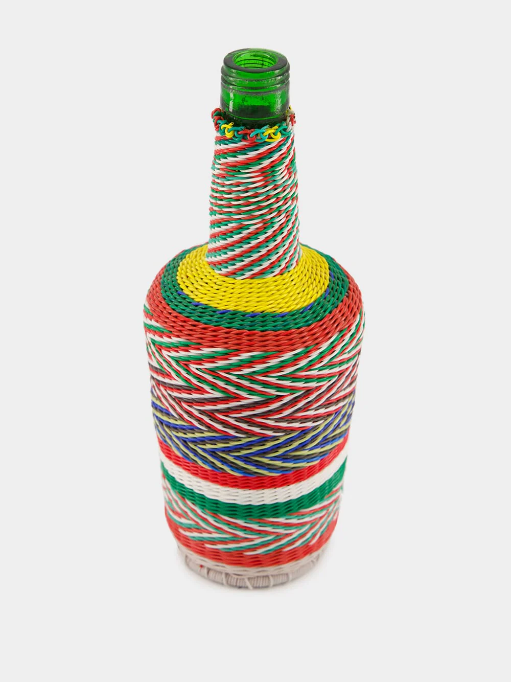 Chevron Pattern Woven Glass Flask - Image 2