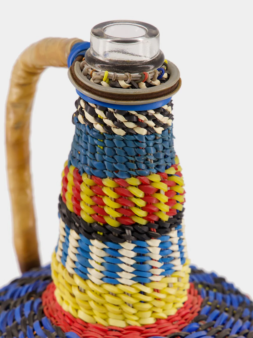 Handled Striped Woven Glass Flask - Image 3