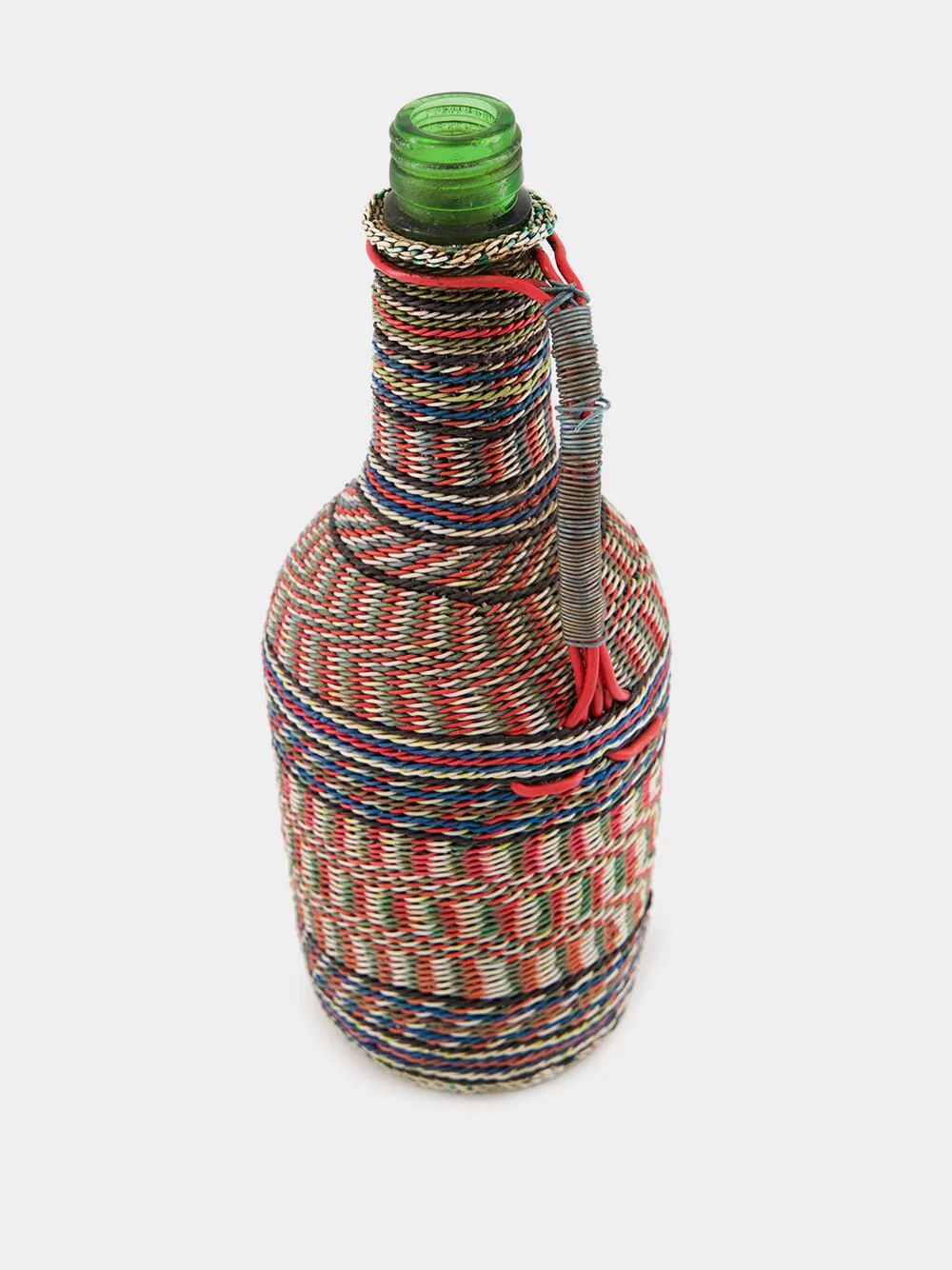 Handled Woven Glass Flask with Earthy Stripes - Image 2
