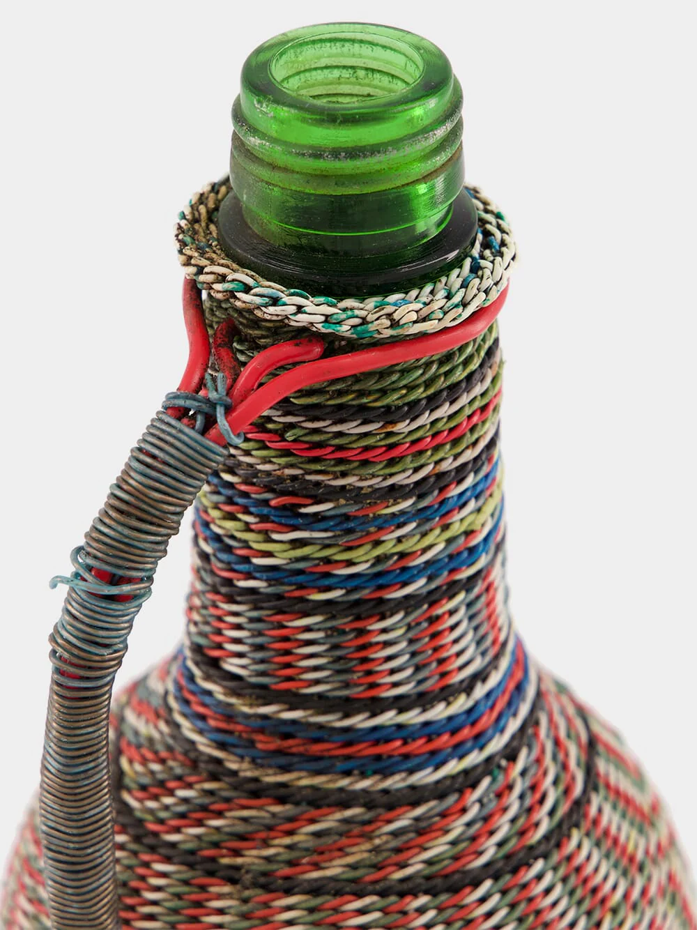 Handled Woven Glass Flask with Earthy Stripes - Image 3