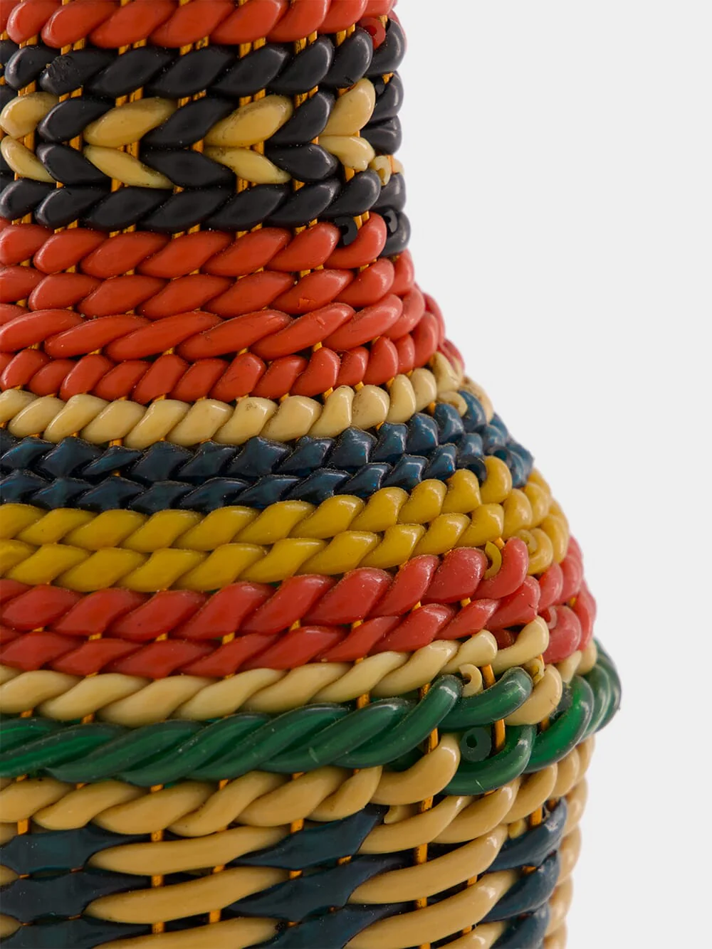 Handled Woven Glass Flask with Vibrant Stripes - Image 4
